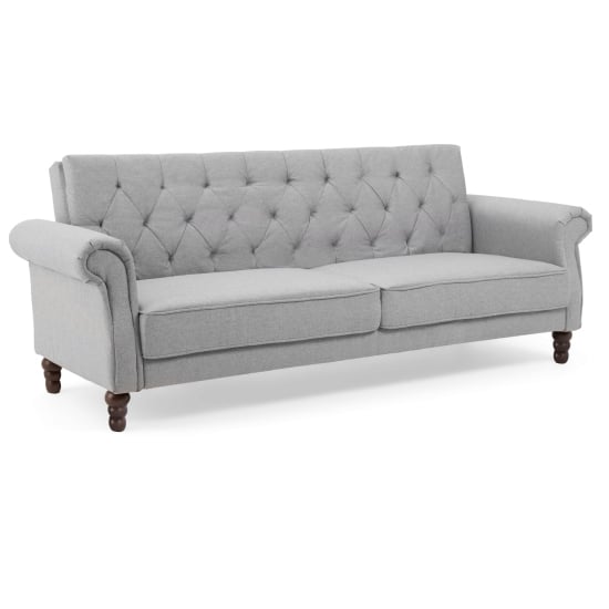 Orexo Chesterfield Linen Fabric Sofa Bed In Grey_5