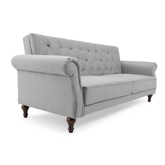 Orexo Chesterfield Linen Fabric Sofa Bed In Grey_6
