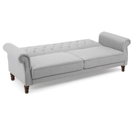 Orexo Chesterfield Linen Fabric Sofa Bed In Grey_7