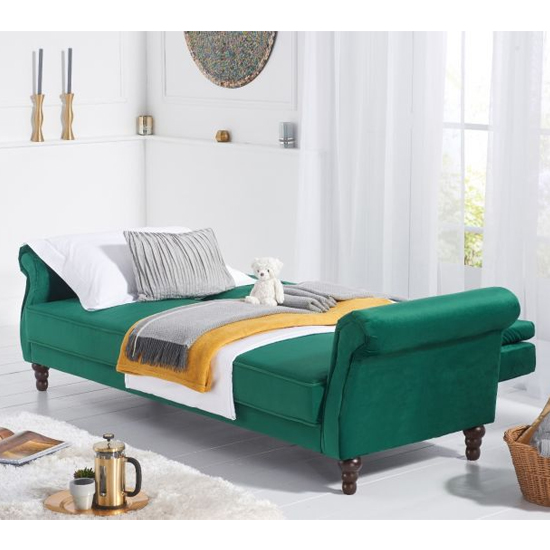 Orexo Chesterfield Velvet Sofa Bed In Green_3