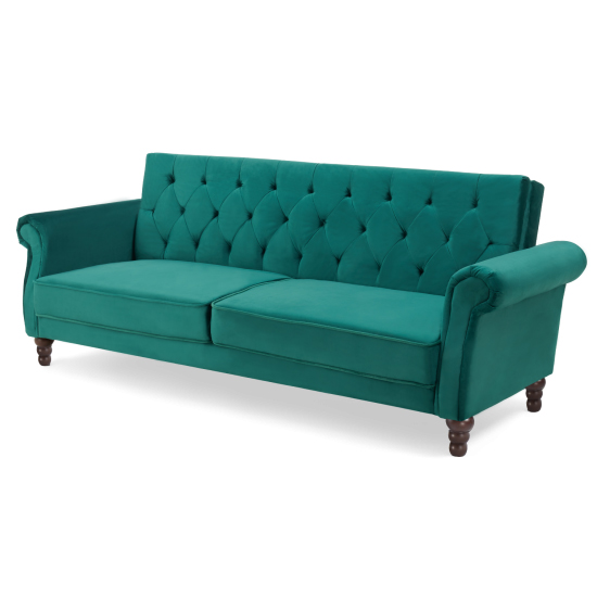 Orexo Chesterfield Velvet Sofa Bed In Green_5