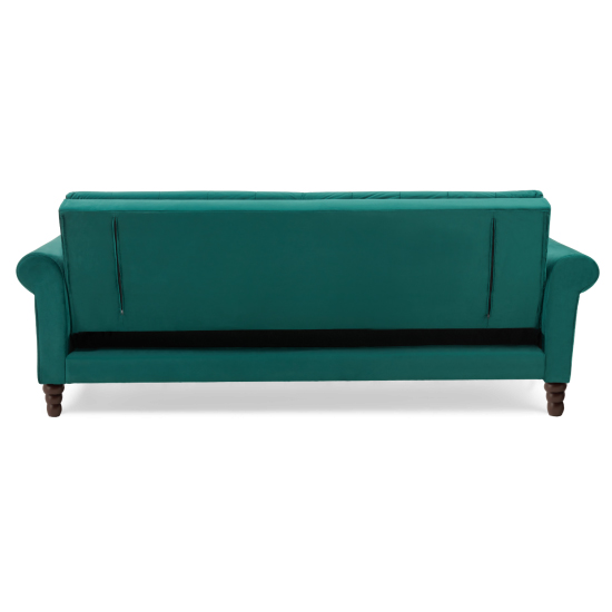 Orexo Chesterfield Velvet Sofa Bed In Green_6