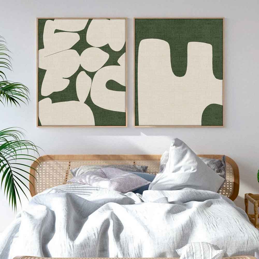 Organic Wooden 20x30cm Balance Wall Decor Frame Set in Green and White