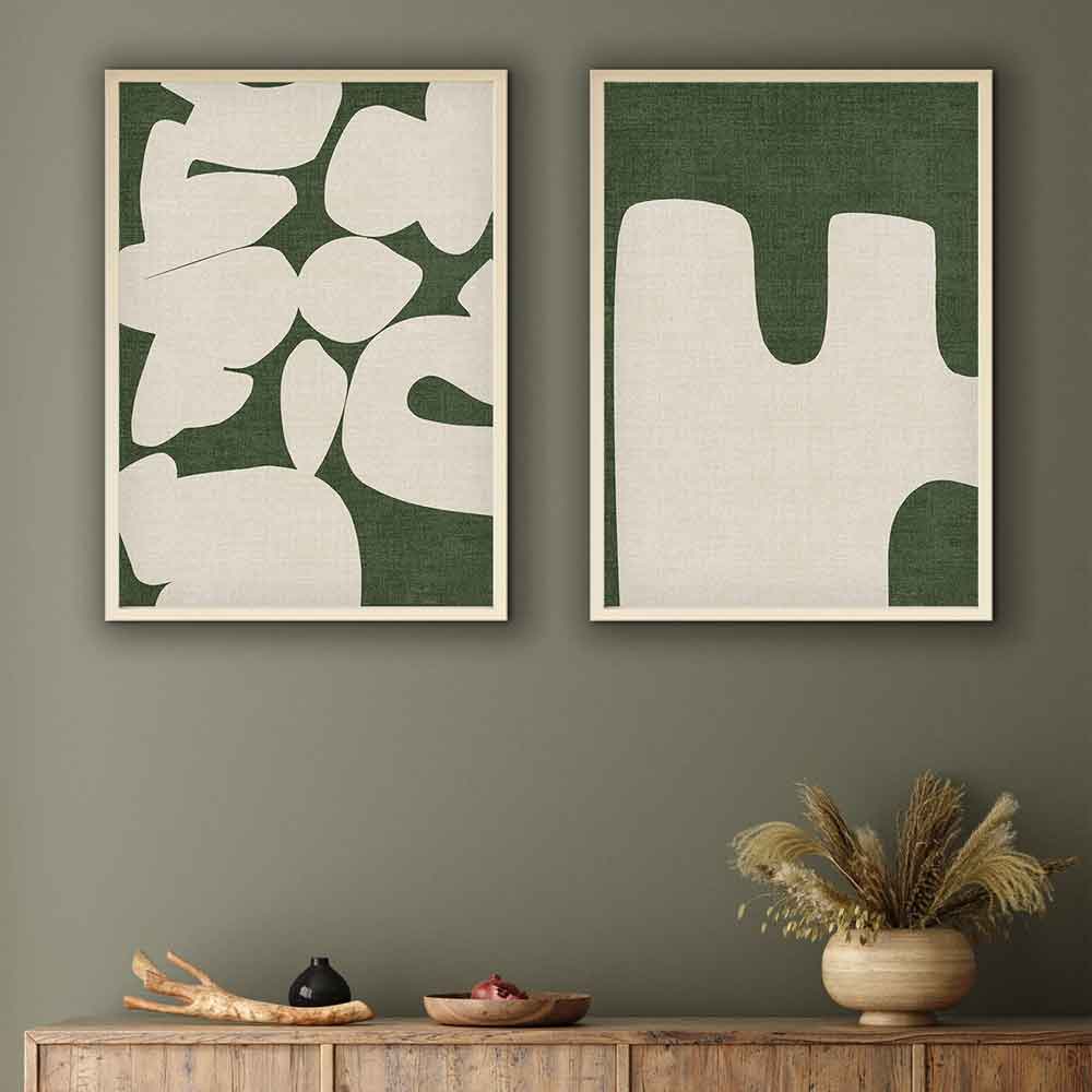 Organic Wooden 30x40cm Balance Wall Decor Frame Set in Green and White
