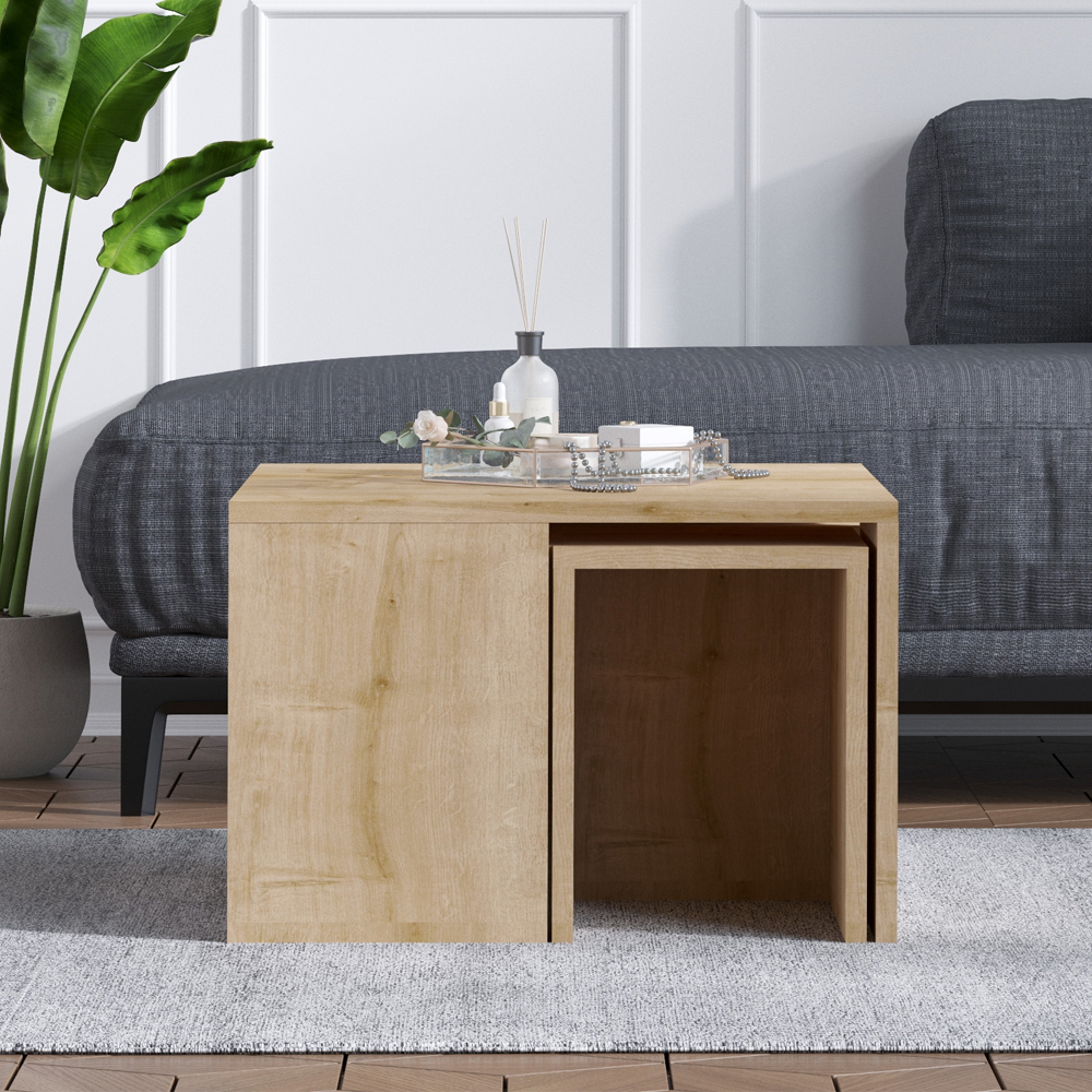 Oriana Wooden Nest Of 5 Coffee Table in Sapphire Oak