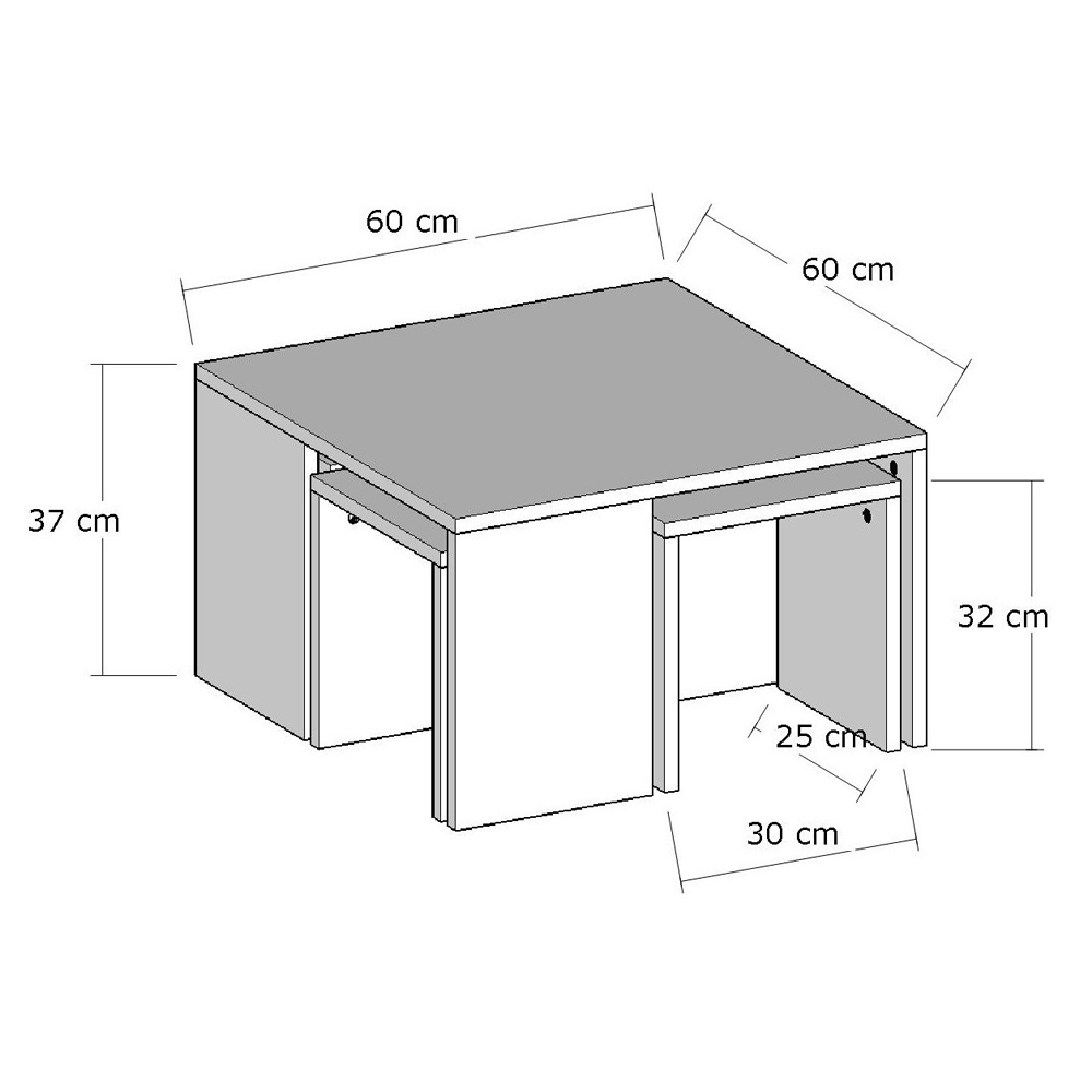 Oriana Wooden Nest Of 5 Coffee Table in Sapphire Oak