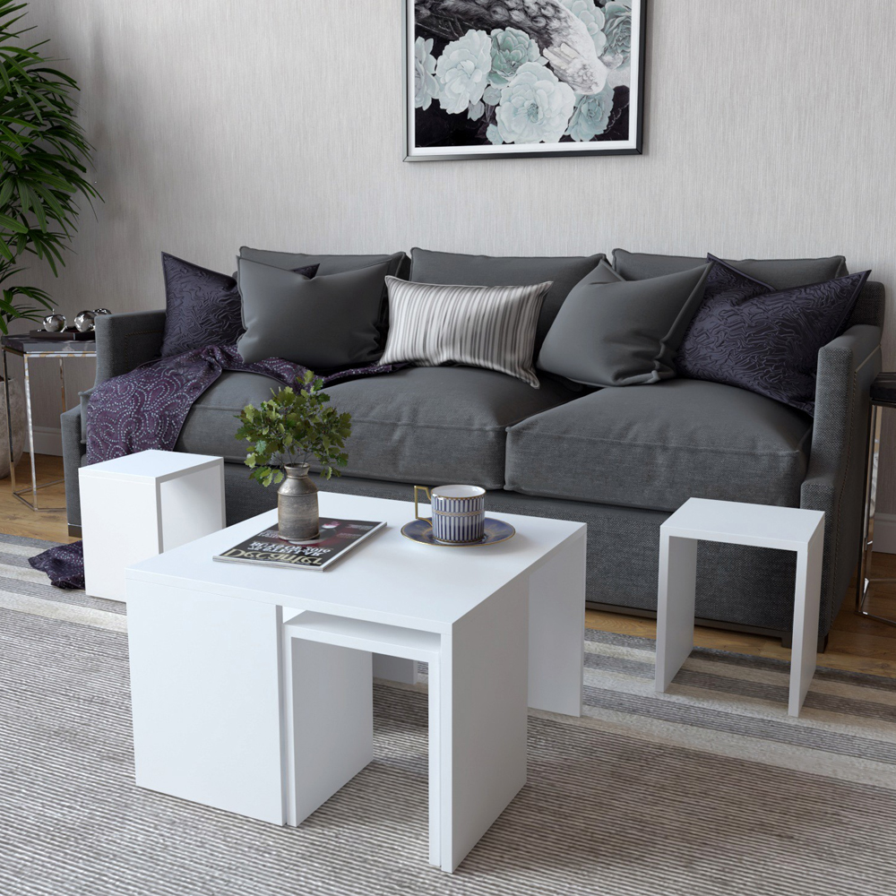 Oriana Wooden Nest Of 5 Coffee Table in White