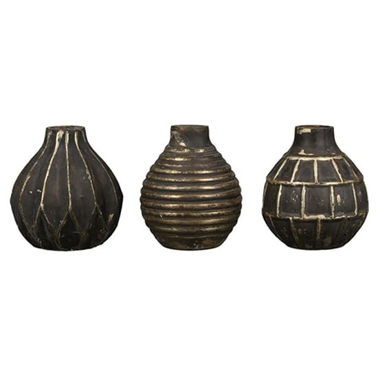 Read more about Orient glass set of 3 large vases in antique brown and gold