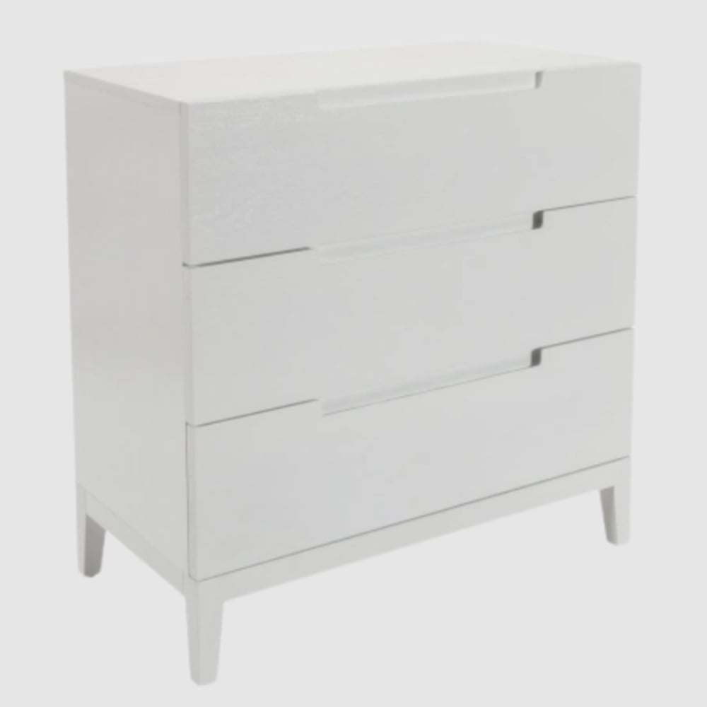 orillia wooden chest of 3 drawers in white