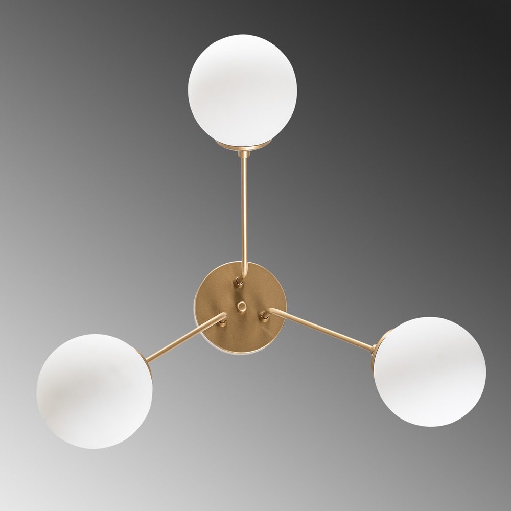 Orion 3 Light Metal Ceiling Light in Gold
