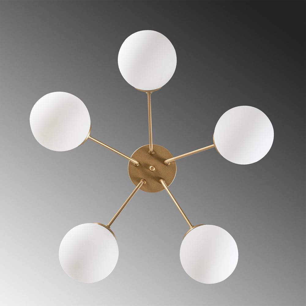 Orion 5 Light Metal Ceiling Light in Gold