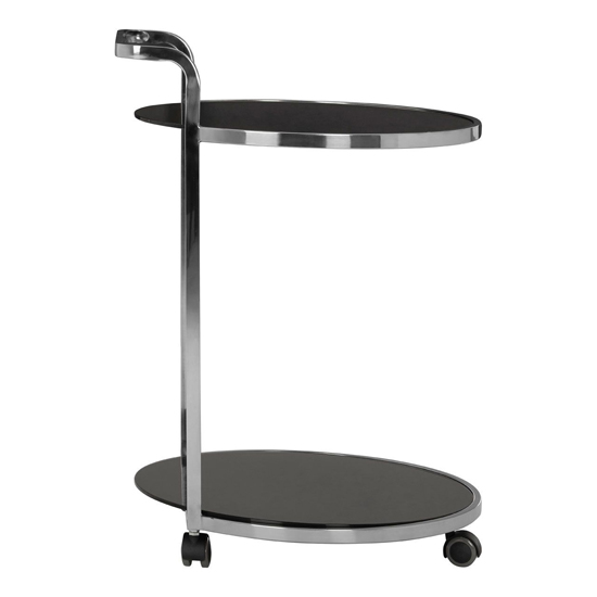 Orion Black Glass 2 Tier Drinks Trolley With Silver Frame