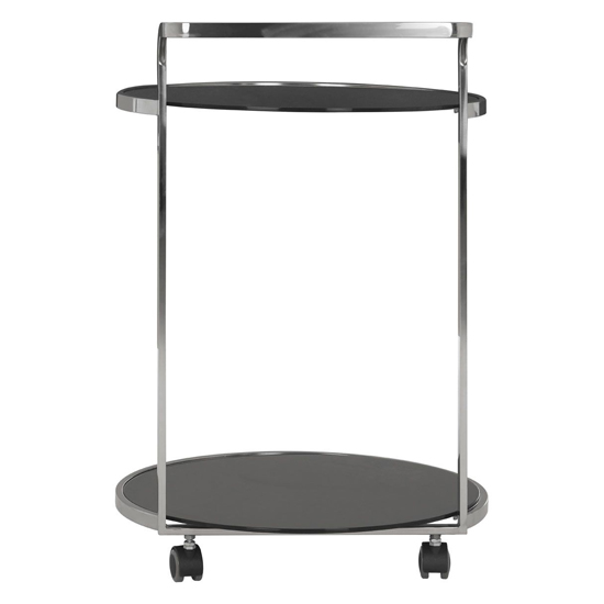 Orion Black Glass 2 Tier Drinks Trolley With Silver Frame