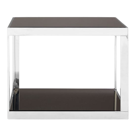 Orion Black Glass Square Coffee Table In Silver Frame