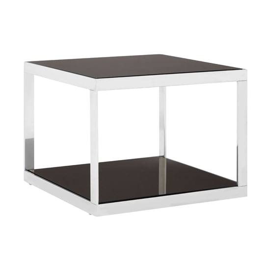 Orion Black Glass Square Coffee Table In Silver Frame