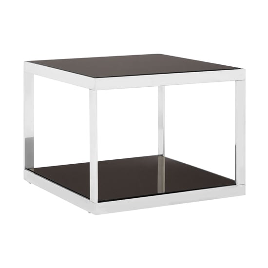 Product photograph of Orion Black Glass Square Coffee Table In Silver Frame from Furniture in Fashion