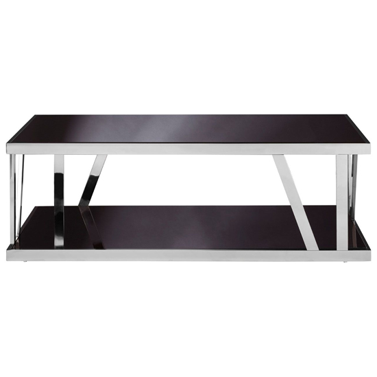 Orion Black Glass Top Coffee Table With Chrome Frame_2