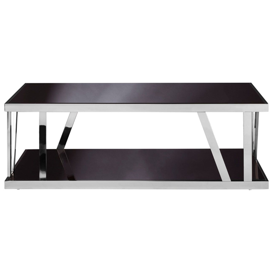 Orion Black Glass Top Coffee Table With Chrome Frame