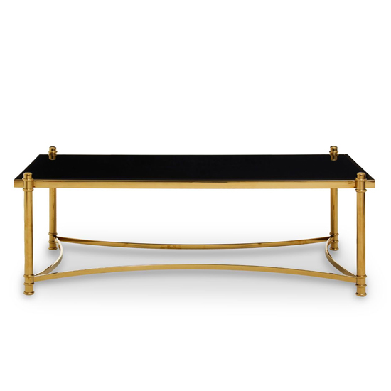 Orion Black Glass Top Coffee Table With Gold Metal Frame
