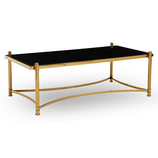 Product photograph of Orion Black Glass Top Coffee Table With Gold Metal Frame from Furniture in Fashion