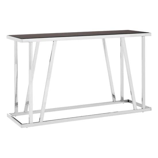 Photo of Orion black glass top console table with chrome frame