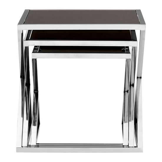 Orion Black Glass Top Nest Of 3 Tables With Chrome Frame_5