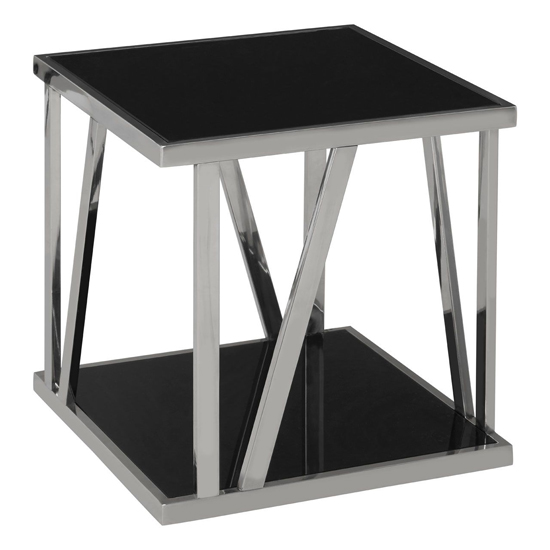 Orion Black Glass Top Side Table With Chrome Frame_2