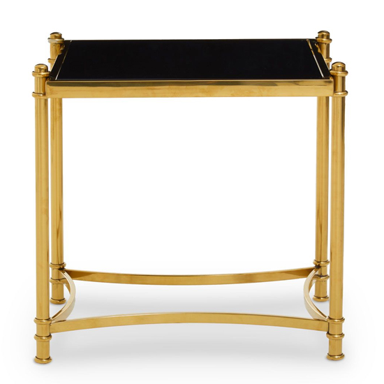 Orion Black Glass Top Side Table With Gold Metal Frame