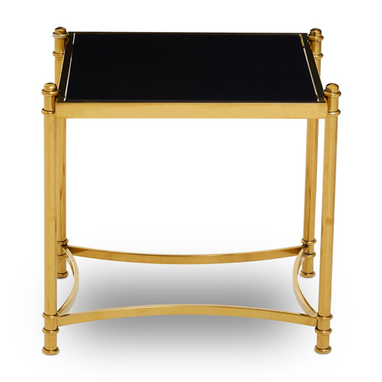 Orion Black Glass Top Side Table With Gold Metal Frame