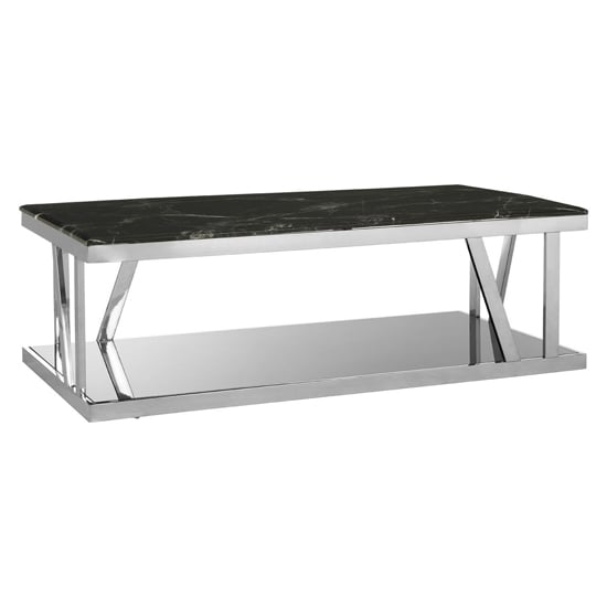 Orion Black Marble Top Coffee Table With Chrome Frame