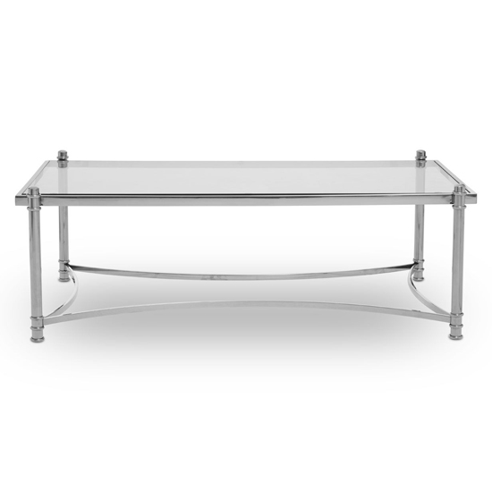 Orion Clear Glass Top Coffee Table With Silver Metal Frame