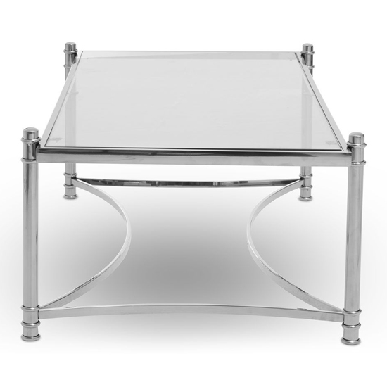 Orion Clear Glass Top Coffee Table With Silver Metal Frame