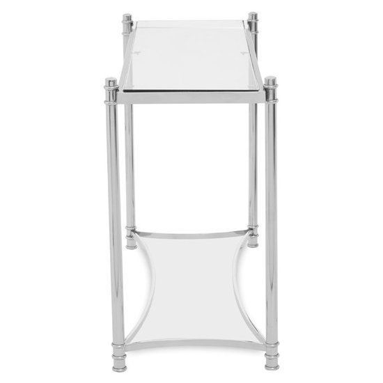 Orion Clear Glass Top Console Table With Silver Metal Frame