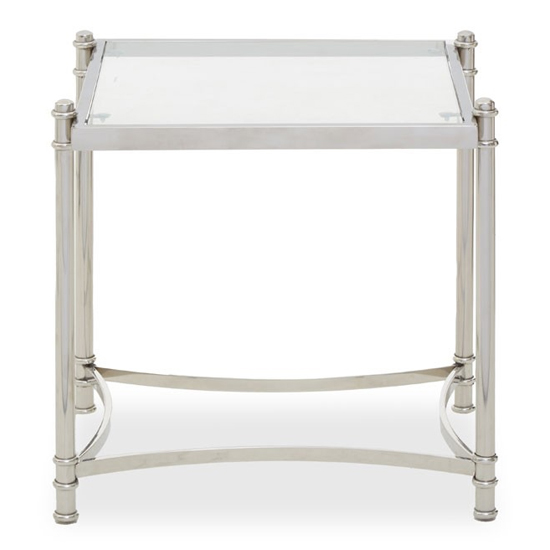 Orion Clear Glass Top Side Table With Silver Frame FiF