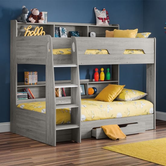 Product photograph of Oihane Wooden Bunk Bed In Grey Oak from Furniture in Fashion