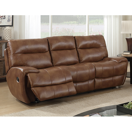 Beil LeatherGel And PU Recliner 3 Seater Sofa In Brown