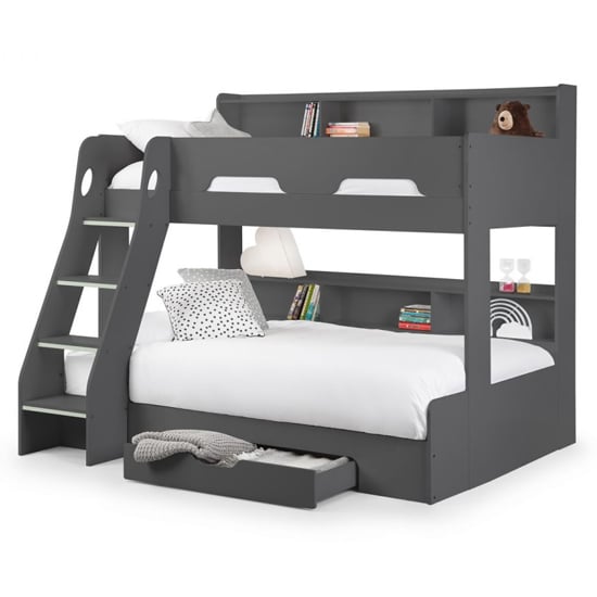 Oihane Wooden Triple Sleeper Bunk Bed In Anthracite