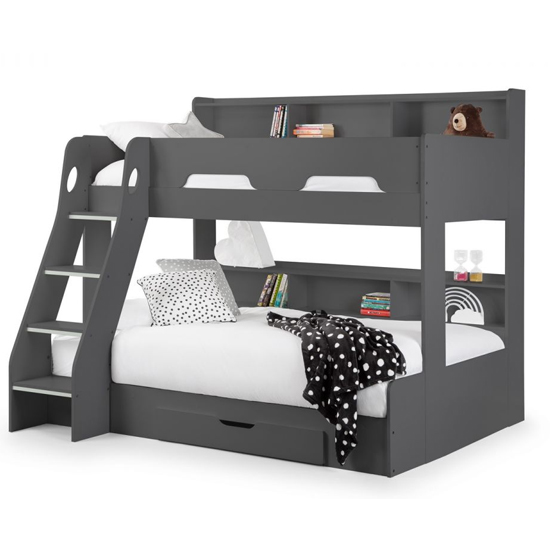 Oihane Wooden Triple Sleeper Bunk Bed In Anthracite_3
