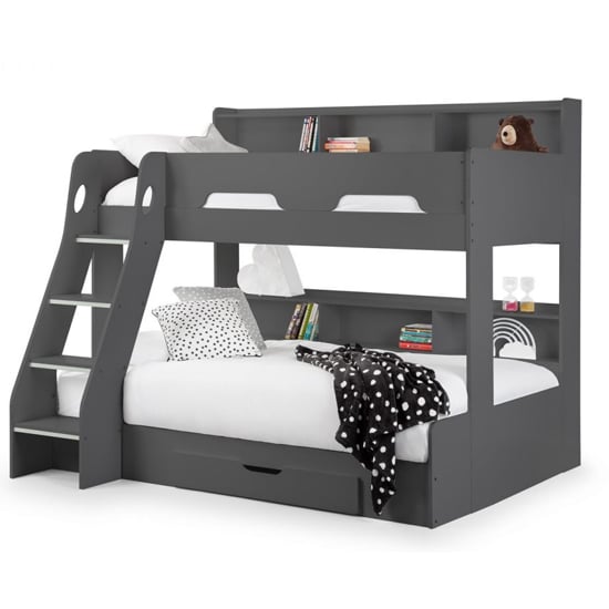 Oihane Wooden Triple Sleeper Bunk Bed In Anthracite
