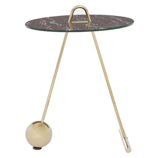 Orizone Black Marble Effect Glass End Table With Gold Base