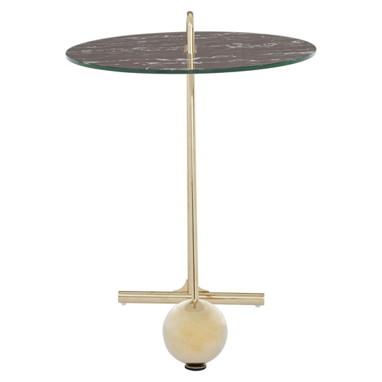 Orizone Black Marble Effect Glass End Table With Gold Base