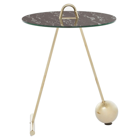 Orizone Black Marble Effect Glass End Table With Gold Base