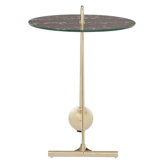 Orizone Black Marble Effect Glass End Table With Gold Base
