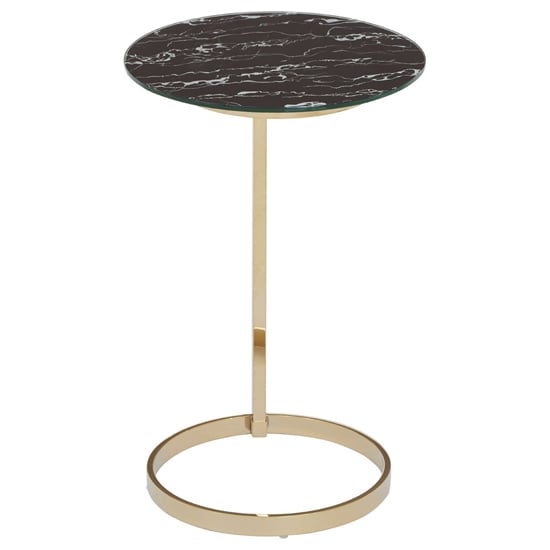 Orizone Black Marble Effect Glass End Table With Gold Frame_2