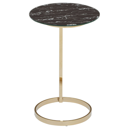 Orizone Black Marble Effect Glass End Table With Gold Frame