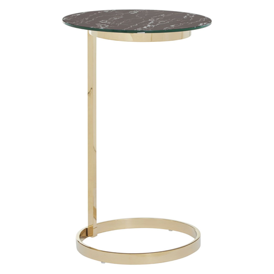 Orizone Black Marble Effect Glass End Table With Gold Frame_3