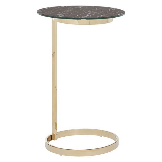 Orizone Black Marble Effect Glass End Table With Gold Frame