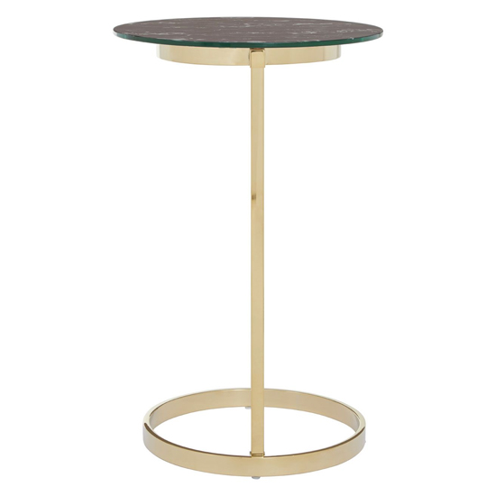 Orizone Black Marble Effect Glass End Table With Gold Frame