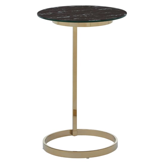 Photo of Orizone black marble effect glass end table with gold frame