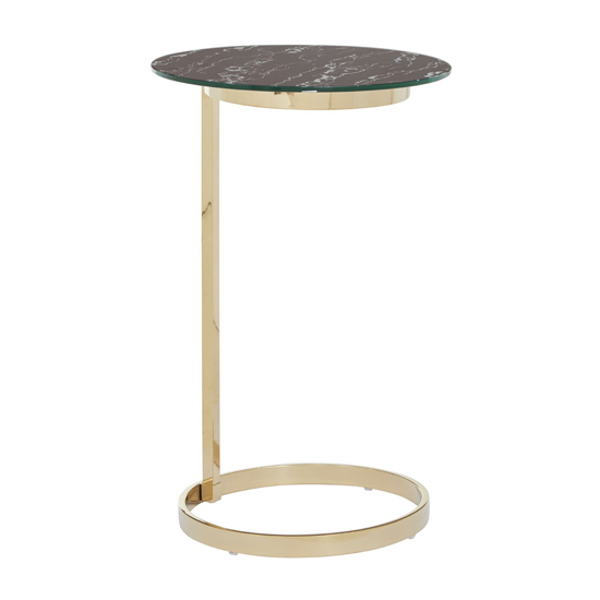 Orizone Black Marble Effect Glass Top End Table With Gold Legs FiF